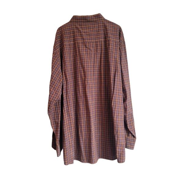Mecca Mens Button-Up Collared Long Sleeve Shirt 5X Brown Plaid Windowpane Y2K - Picture 2 of 6